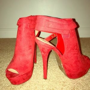 Sold Red Slingback Peep Toe Heels